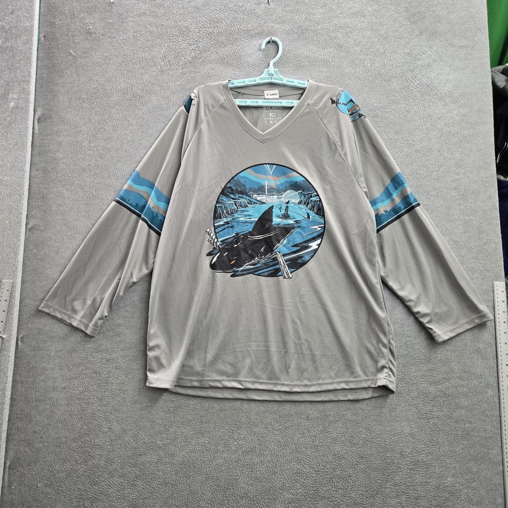 San Jose Sharks Men Jersey XL Gray Graphic Print Orca Open Water Logo